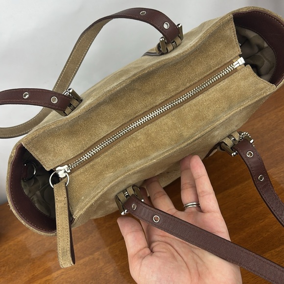 Coach vintage Tan Suede leather Tote Bag purse - Picture 9 of 16